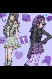 潮酷的女孩子穿搭高清卡通图片