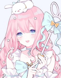 温柔浅粉色头像高清卡通图片