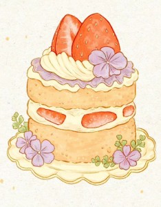鲜花水果奶油蛋糕高清卡通图片