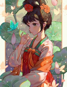 古风民族风女孩子高清卡通图片