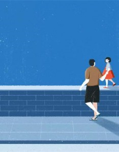 温暖治愈的父亲节家人可爱卡通插画图片