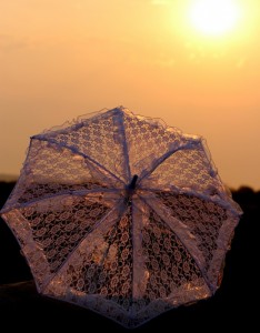 蕾丝雨伞唯美意境图片