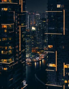 灯火通明的城市夜晚、城市夜景