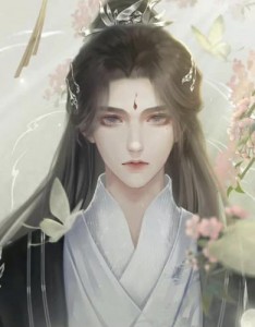 古风男动漫图片，长发随意地披散在肩上