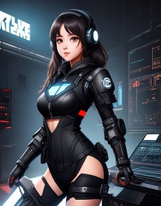赛博朋克风格AI动漫美女图片