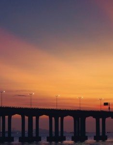 黄昏跨海大桥唯美意境图片