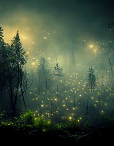 夜晚树林萤火虫唯美意境图片