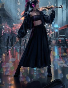 女孩 黑色长裙子 小提琴 鬼刀高清手机壁纸