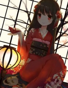 二次元和服少女性感迷人手机壁纸