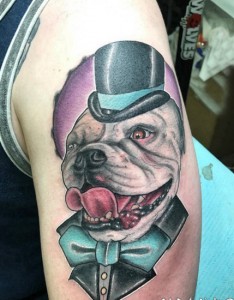 小狗纹身图片 女生手臂上小狗纹身动物图片