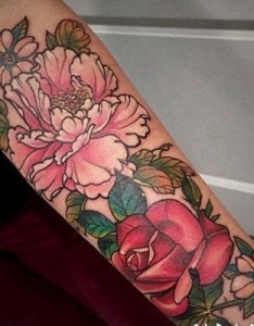 娇艳的彩绘技巧植物素材花朵纹身图案