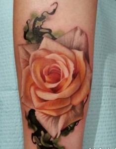 娇艳的彩绘技巧抽象线条文艺花朵纹身图案